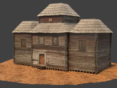 Medieval House Low-poly 3D model 10