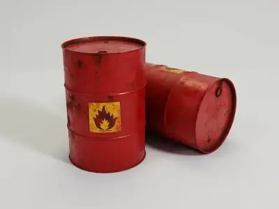 Oil Rusty Barrel - Green and Red Low-poly 3D model