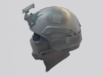 Military helmet with mask  3D model