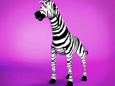 Zebra cute cartoon style 3D model