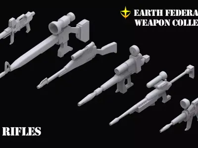 Gundam Earth Federation Rifles 3D model
