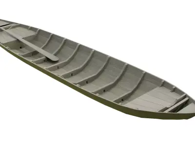 Wooden Boat Low-poly 3D model