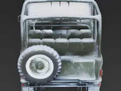 Frozen Classic Open-Top Military Jeep 3D Model Low-poly 3D model