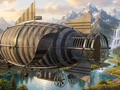 Vintage Steampunk Dirigible Airship Low-poly 3D model