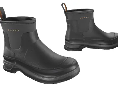 Black Short Rubber Boots 3D model