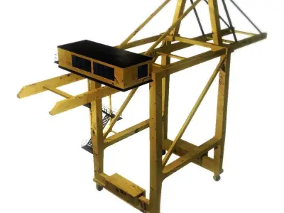 Port crane yellow low poly Low-poly 3D model