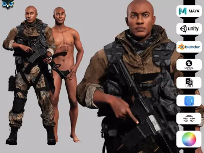 Marcus Realistic Military Operative 3D Character Low-poly 3D model