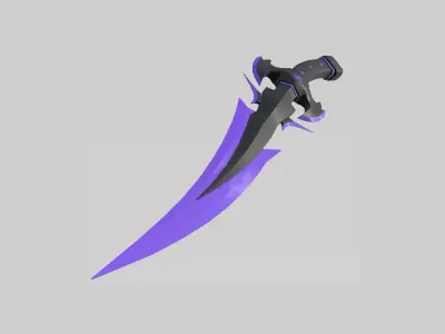 Medieval Dagger 09 Cartoon Purple - Fantasy Character Weapon Low-poly 3D model