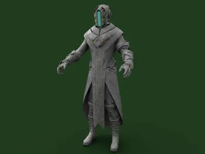 Part 1 - Sci-fi Hunter Low-poly 3D model