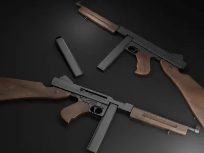 Free Thompson Submachine Gun  Free low-poly 3D model