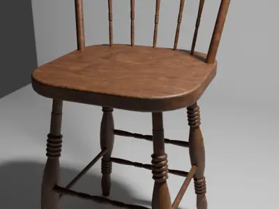 OLD WESTERN STYLE CHAIR 3D MODEL 3D model