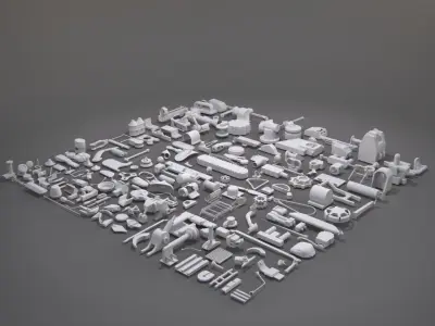 Kitbash-6 different items 3D model