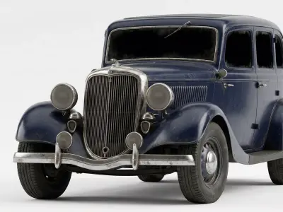 The Midnight Maverick Realistic Vintage Sedan 3D Model Low-poly 3D model