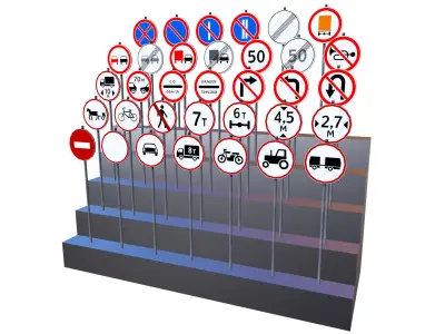 Road Prohibition signs Low-poly 3D model