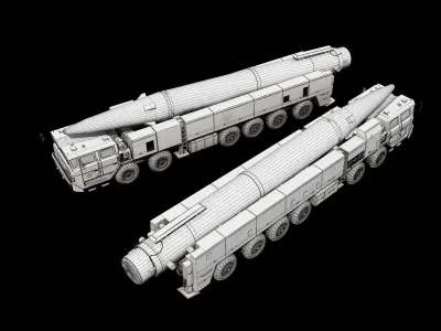 Chinese military ballistic missile weapons space weapon missiles 3D model