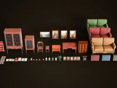 Vintage Office Set 3D Model Pack