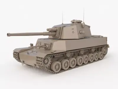 Tank Type 5 Chi-Ri Japan Clay Vray 3D model