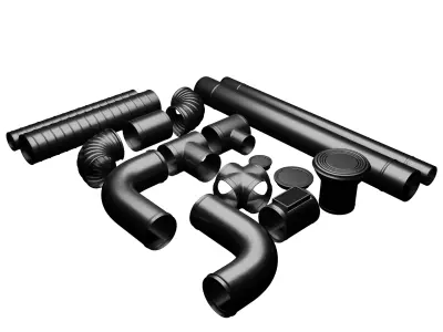 Black metal ventilation pipes 3D model