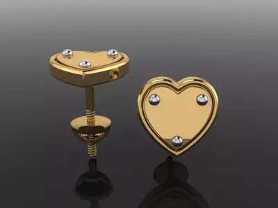 Dainty Heart ID Stud Earring 3D print model