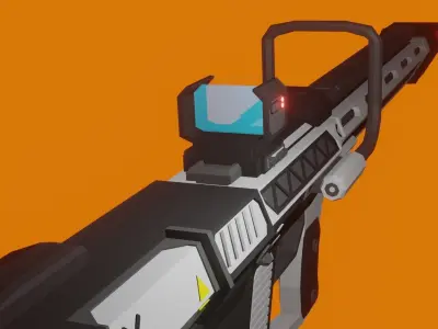 Low-poly Futuristic Triple Barrel Sniper Rifle Low-poly 3D model