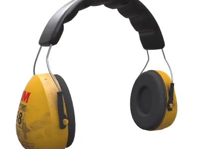 Safety Earmuff Low Poly Low-poly 3D model
