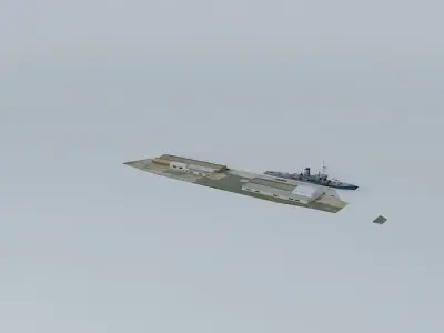Warehouses ship in sky Free 3D model