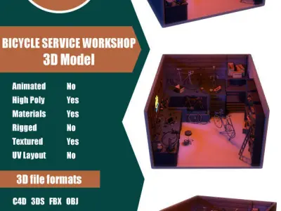 Bicycle Service Workshop 3D model