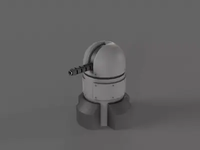 PBR Turret Gun 06 Grey Low-poly 3D model