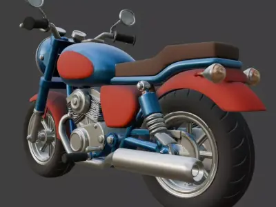 Cartoon Red Chopper Motorcycle 3D Model 3D model 2