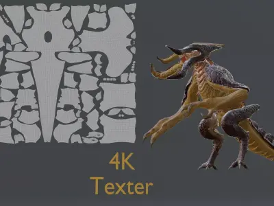 Alien in shadow Low-poly 3D model