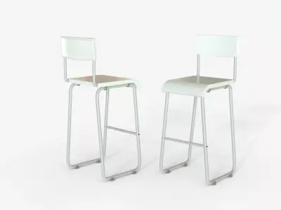 White Steel and Epoxy Bar Chair  3D model