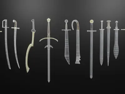 24 types of low-poly medieval weapons Low-poly 3D model