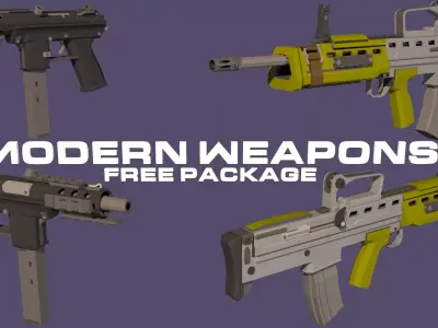 Low Poly Modern Weapon Package Free Sample Free low-poly 3D model