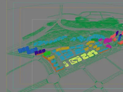Architecture residential complex in middle of city 3D model purchase