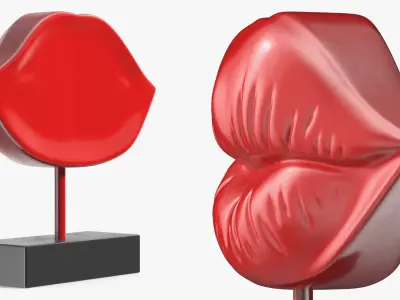  Modern Lips Art Sculpture Red 