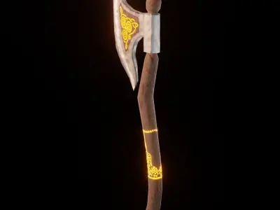 Hand Painted Low Poly Game-Ready Axe Low-poly 3D model