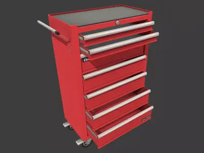 Toolchest tool cabinet on wheels Low-poly 3D model