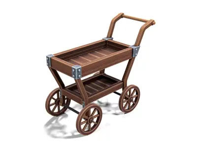 Wooden Cart 01 PBR Low-poly 3D model
