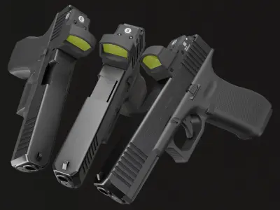 GLOCK 17 Gen5 MOS with attachments Low-poly 3D model