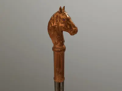 Autority wand-scepter with horse head Low-poly 3D model