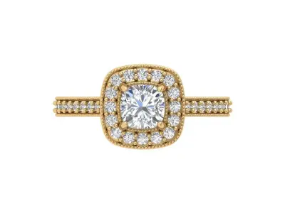  Cushion Solitaire Ring 3D print model