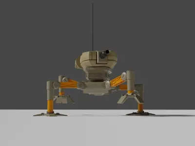 Animated walking robot tank in Blender 3D model