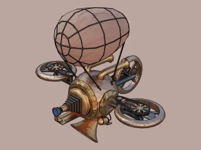 Dron Steam pank Low-poly 3D model