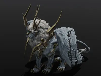 Seraphic Roar beast Animated Rigged 3D Model Low-poly 3D model