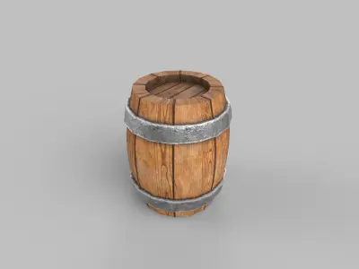 Barrel wooden Low-poly 3D model 7