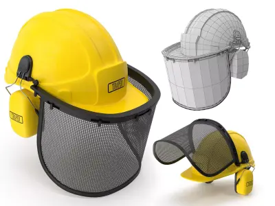 Safety Helmet with Face and Ears Cover 3D model