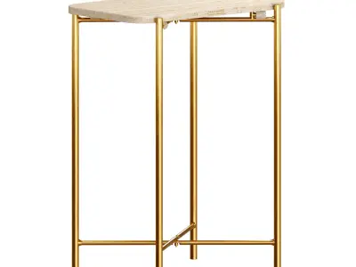 Zara Marble And Wooden Side Tables 3D model