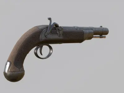 Flintlock Pirate Pistol Low-poly 3D model