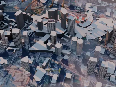 Large City for seen Hong Kong City Animated Free 3D model