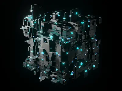 Glowing Sci-Fi Cube Low-poly 3D model